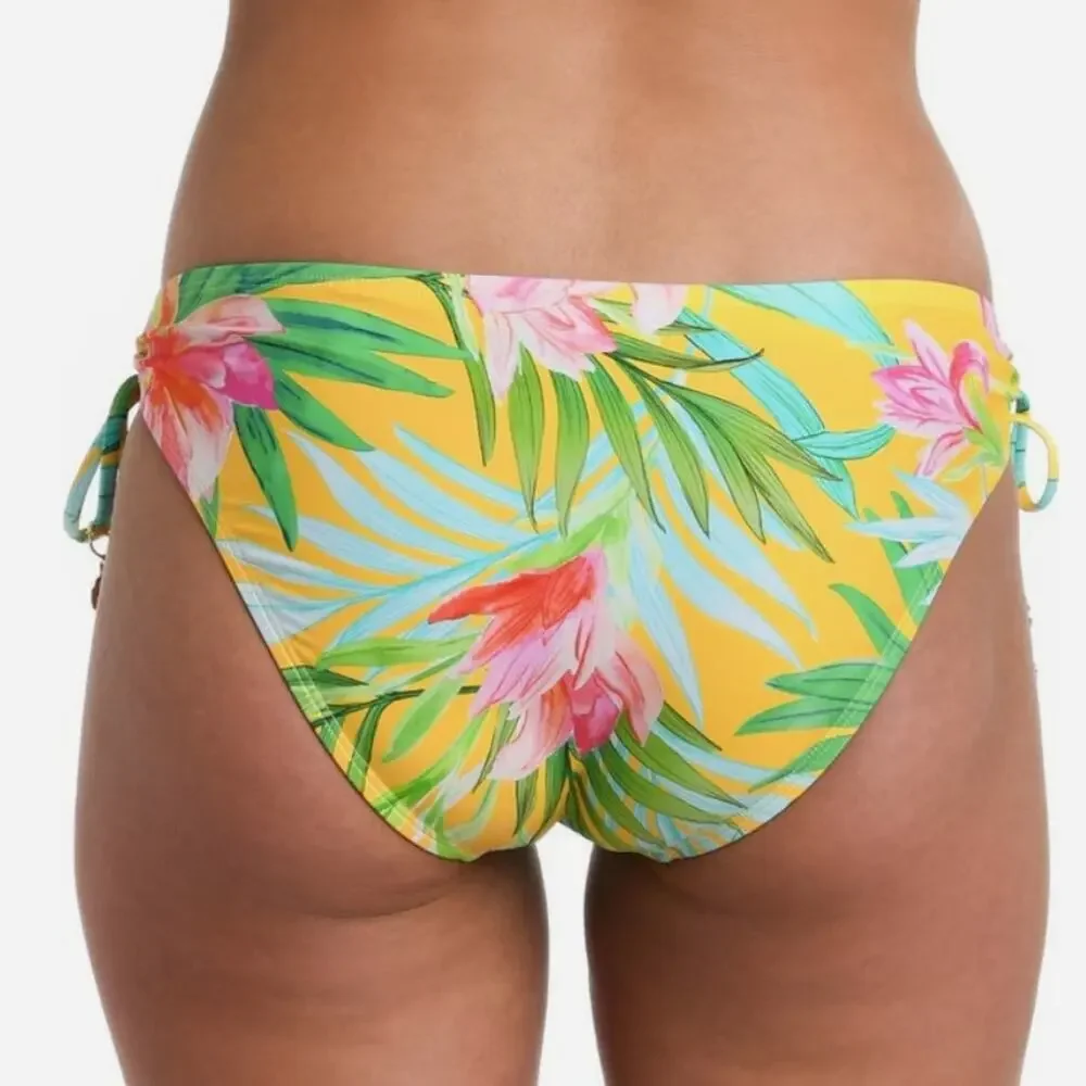 La Blanca Calypso Adjustable loop Yellow Tropical Bikini Bottom NWT